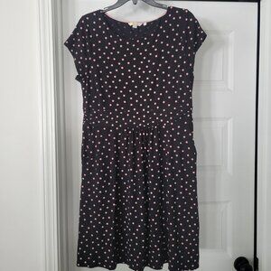 Boden Florrie Dress US 12p UK 16p Black Pink Polka Dots Pockets WORN ONCE Summer